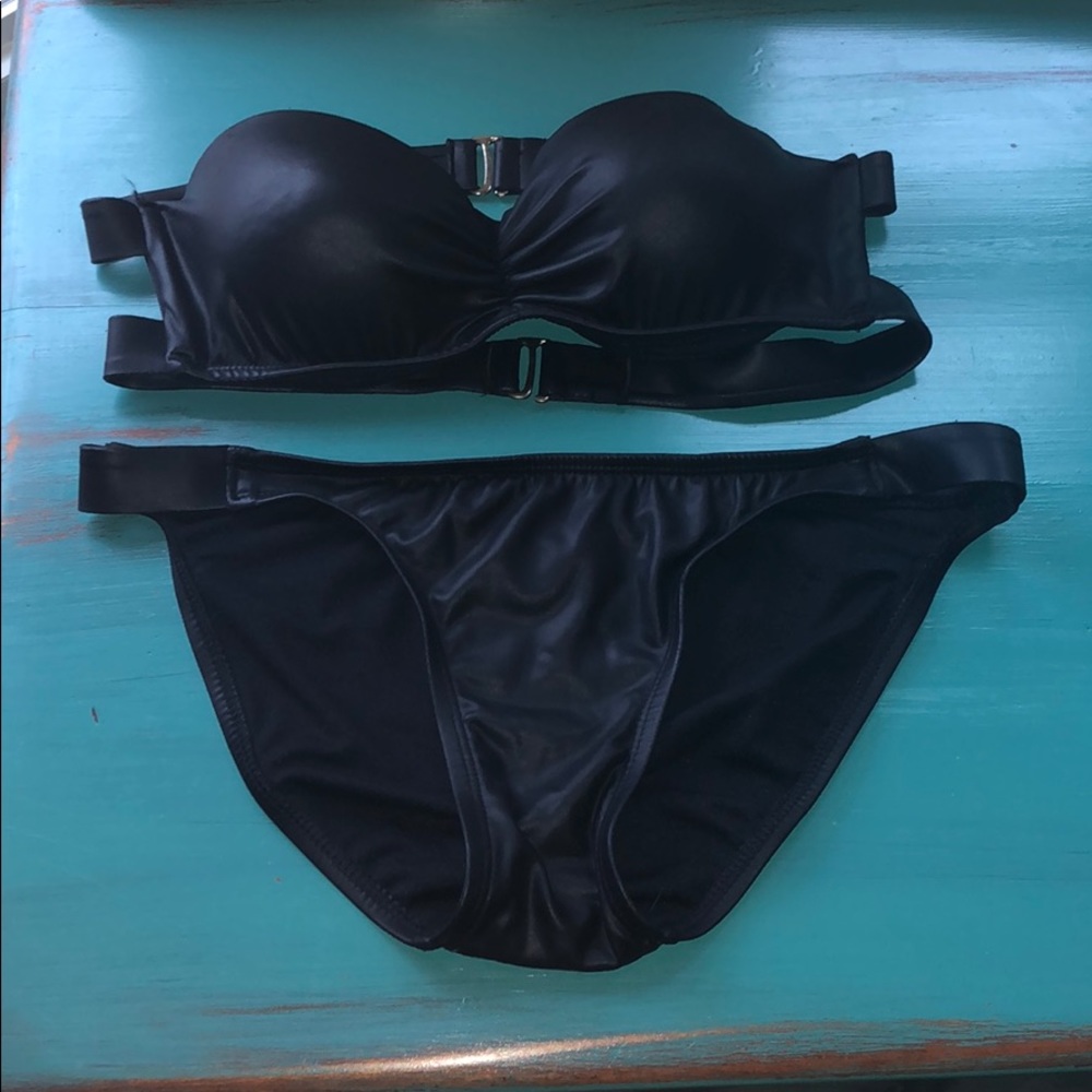 Faux leather xhilaration bathing suit